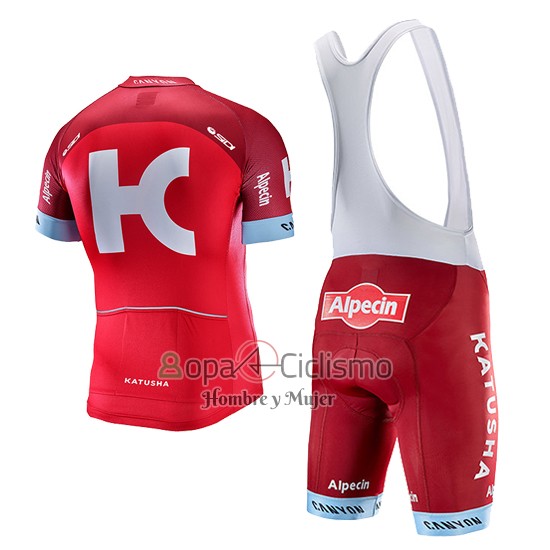 Katusha Alpecin Ropa Ciclismo Culotte Corto 2017 Mangas Cortas Rojo